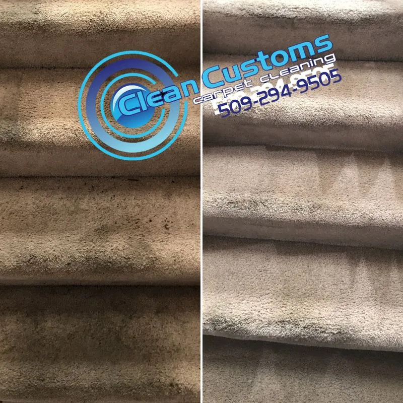 Stair carpet cleaning before and after Spokane